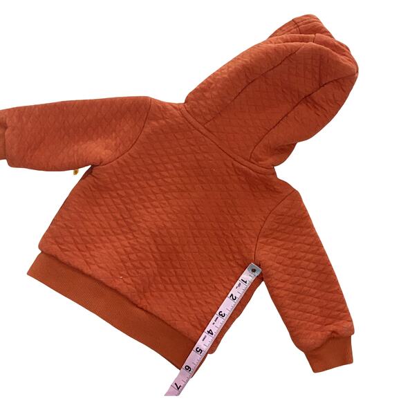 Baby Boy Flannel Long Sleeve Top, Jeans and Orange Zip up Hoodie Outfit - Picture 8 of 11